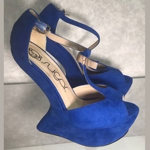 Sugar Shoes - Sugar ginger new platform blue suede shoes as 8 Sugar Shoes - Sugar ginger new platform blue suede shoes as 8